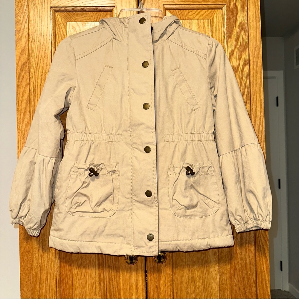 NWOT GapKids Beige Hooded Jacket Coat with Pockets size S (6-7)